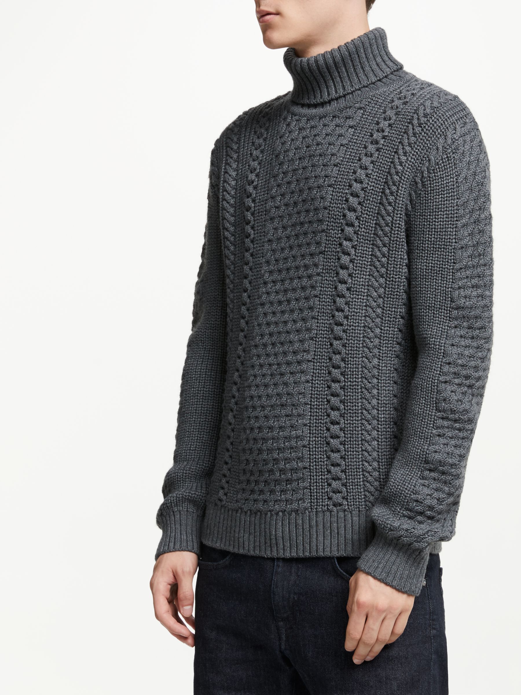 Edwin United Grey Heather Roll-Neck Sweater for Men Wool & Acrylic Blend 
