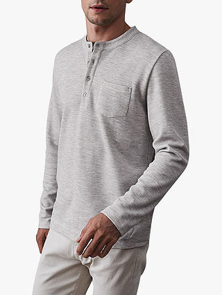 Reiss Wansworth Knitted Henley Top, Grey