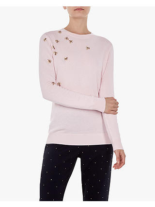 Ted Baker Calliee Bee Embellished Jumper, Pink/Nude