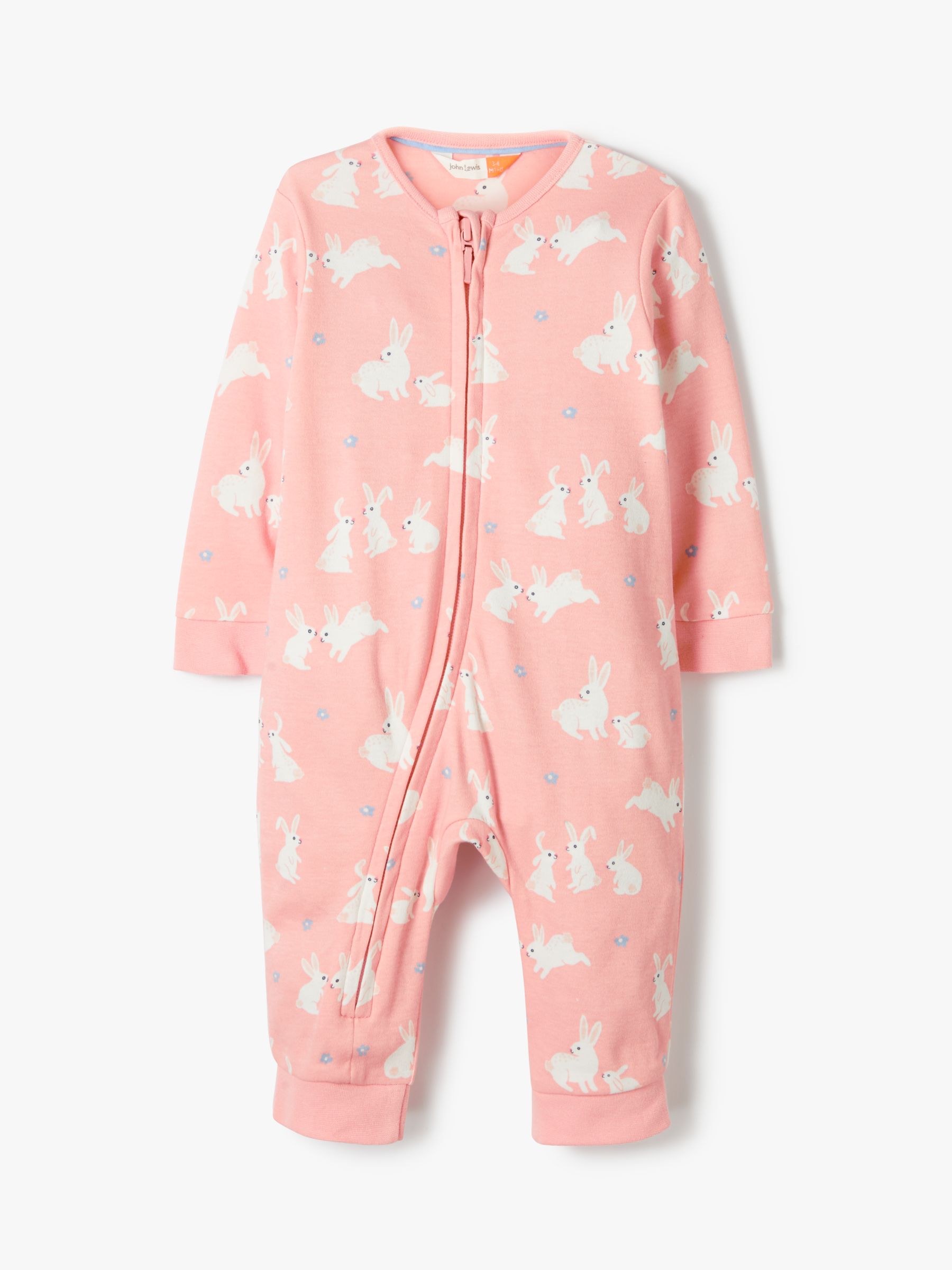 John Lewis & Partners Baby Bunny Zip Sleepsuit, Pink at John Lewis ...