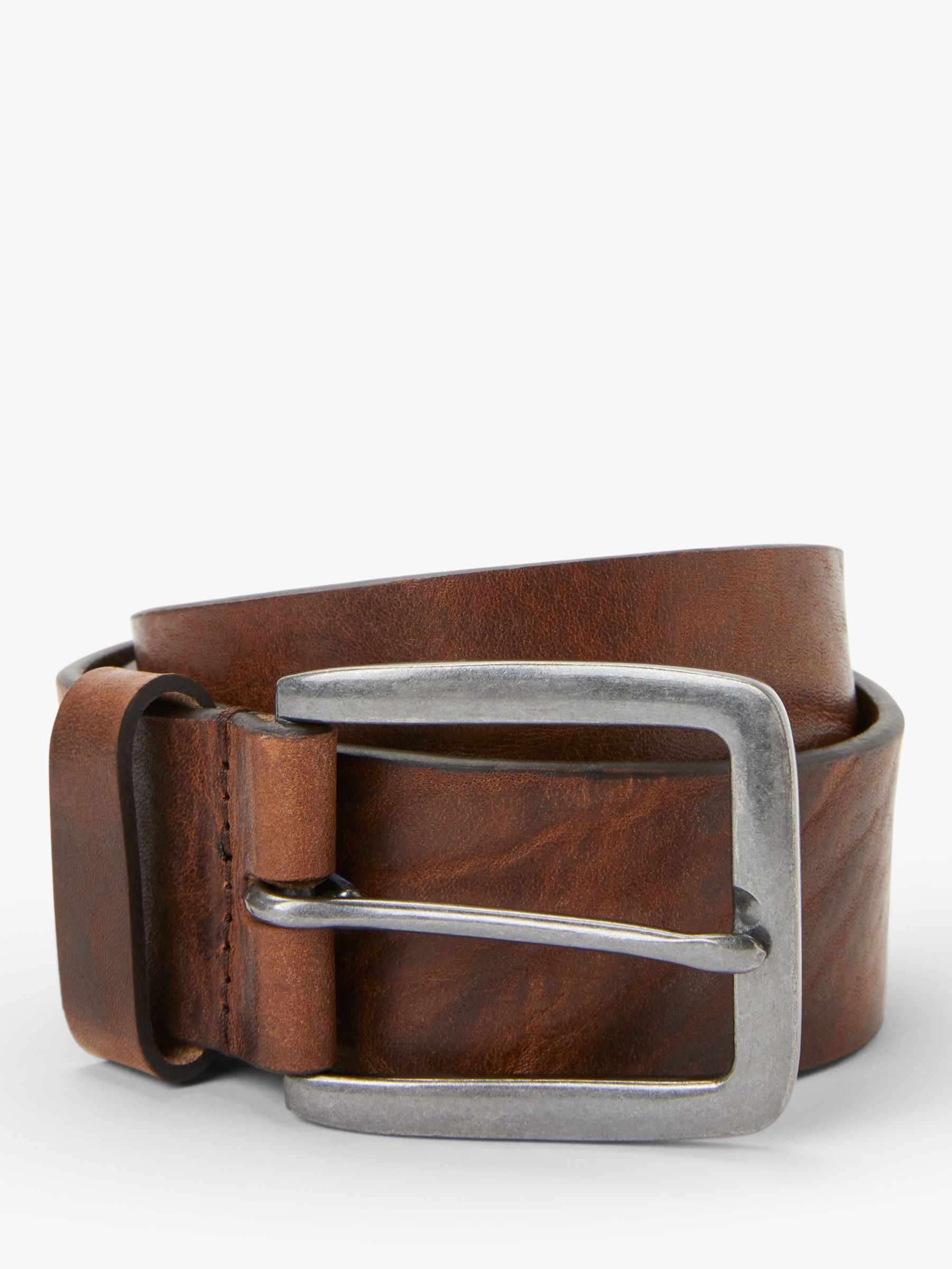 John Lewis Made in Italy Leather Jeans Belt, Brown at John Lewis & Partners