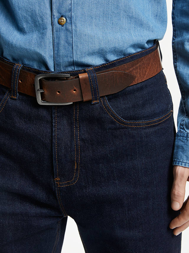 John Lewis Made in Italy Leather Jeans Belt, Brown