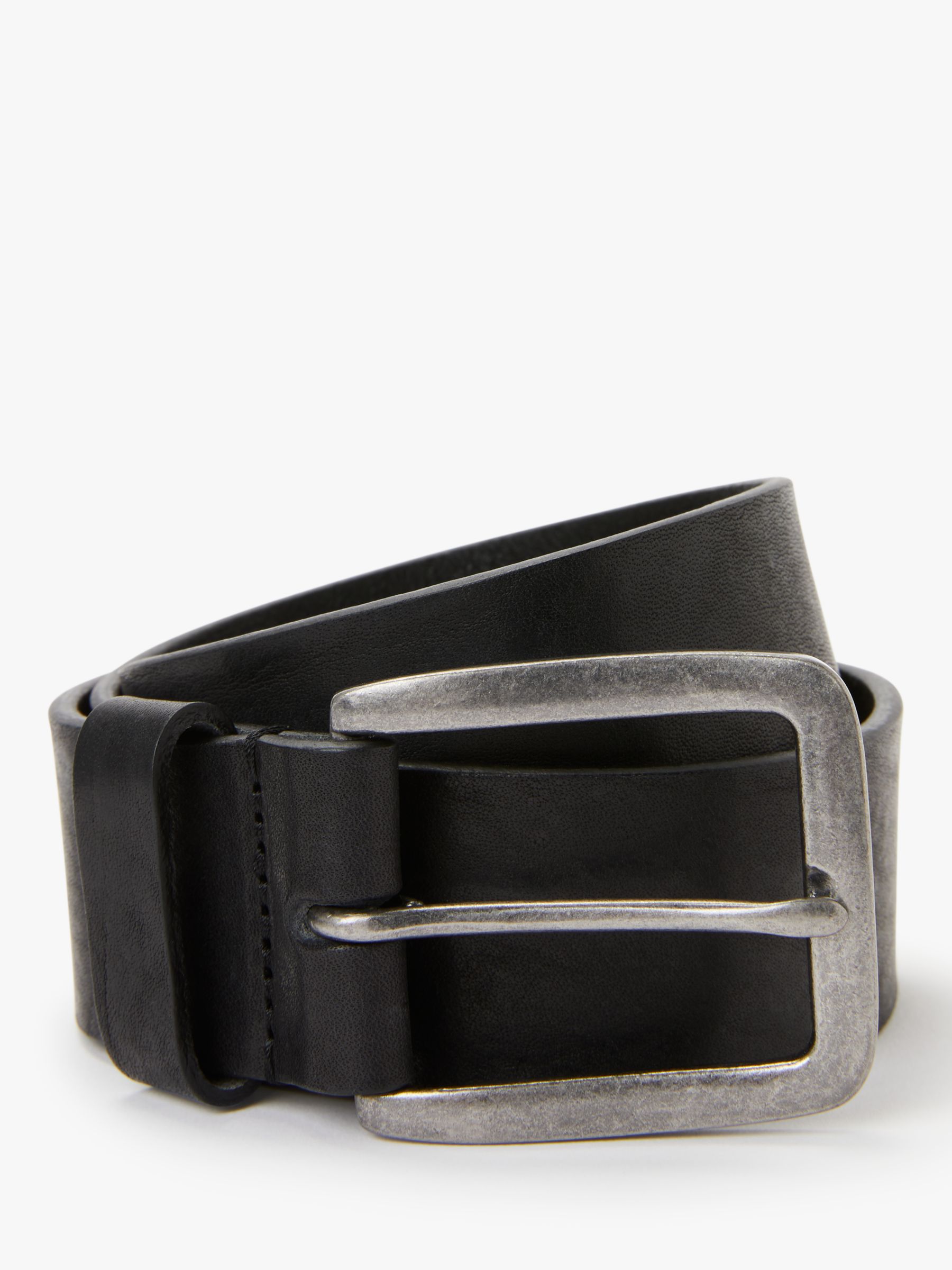 John Lewis Made in Italy Leather Jeans Belt, Black, XL