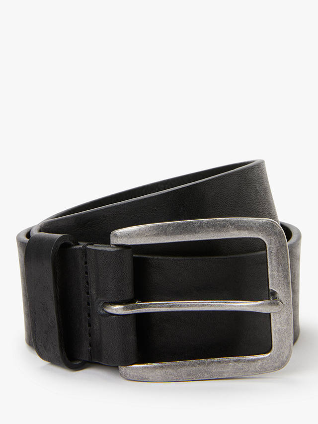 John Lewis Made in Italy Leather Jeans Belt, Black