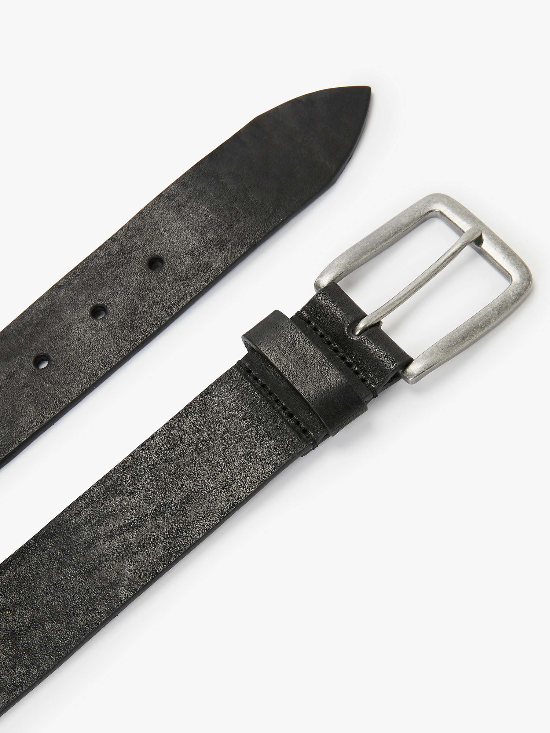 John Lewis Made in Italy Leather Jeans Belt, Black at John Lewis & Partners