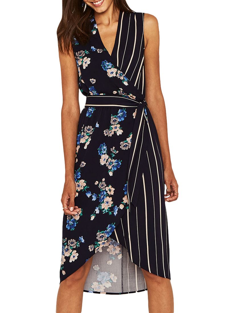 Oasis Floral Stripe Dress, Blue/Multi