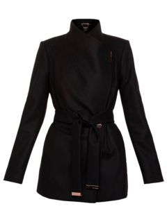 Ted Baker Rytaa Wool Blend Wrap Coat Black XL