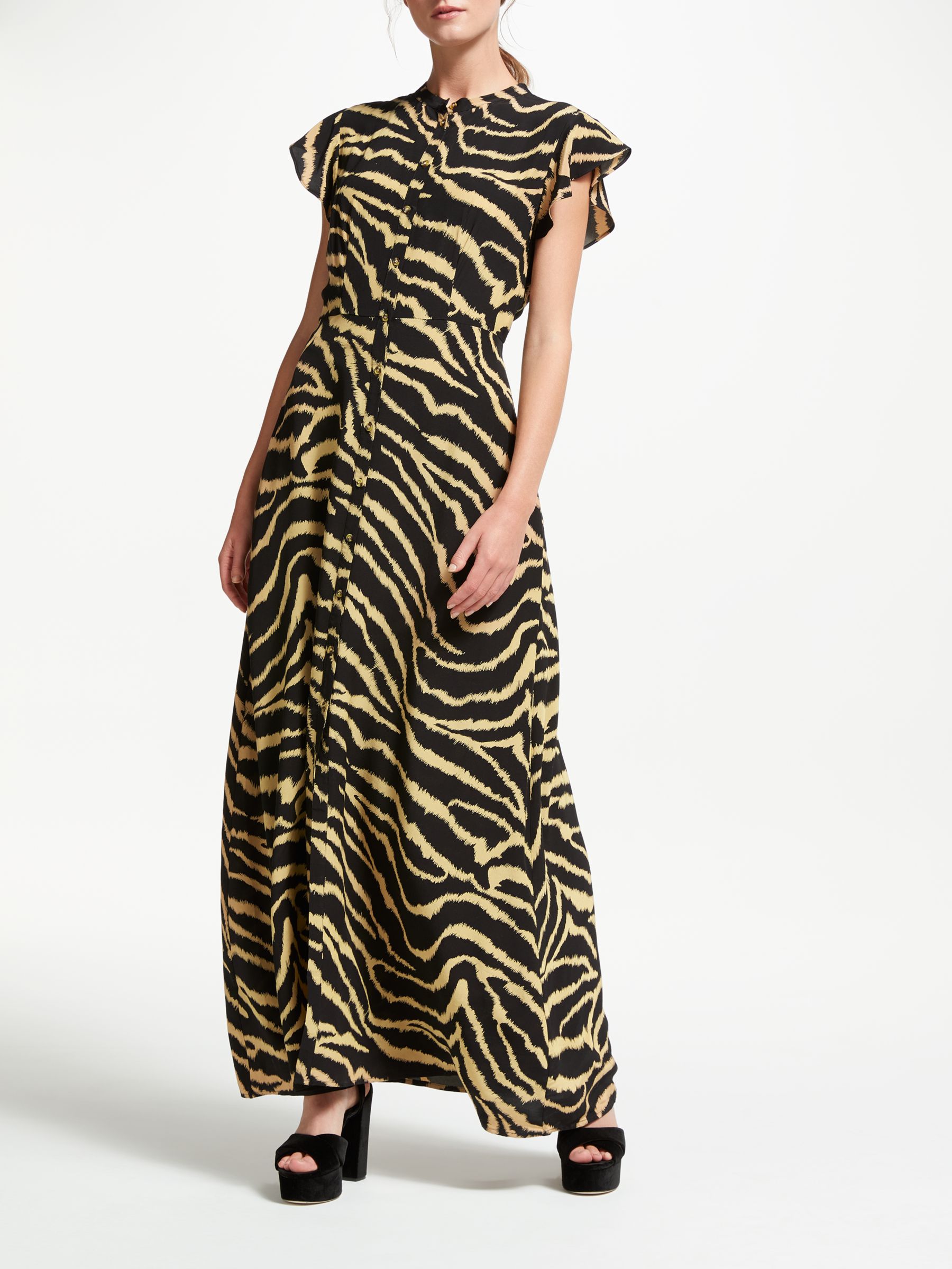 Somerset by Alice Temperley Zebra Cap Sleeve Maxi Dress, Black/Multi