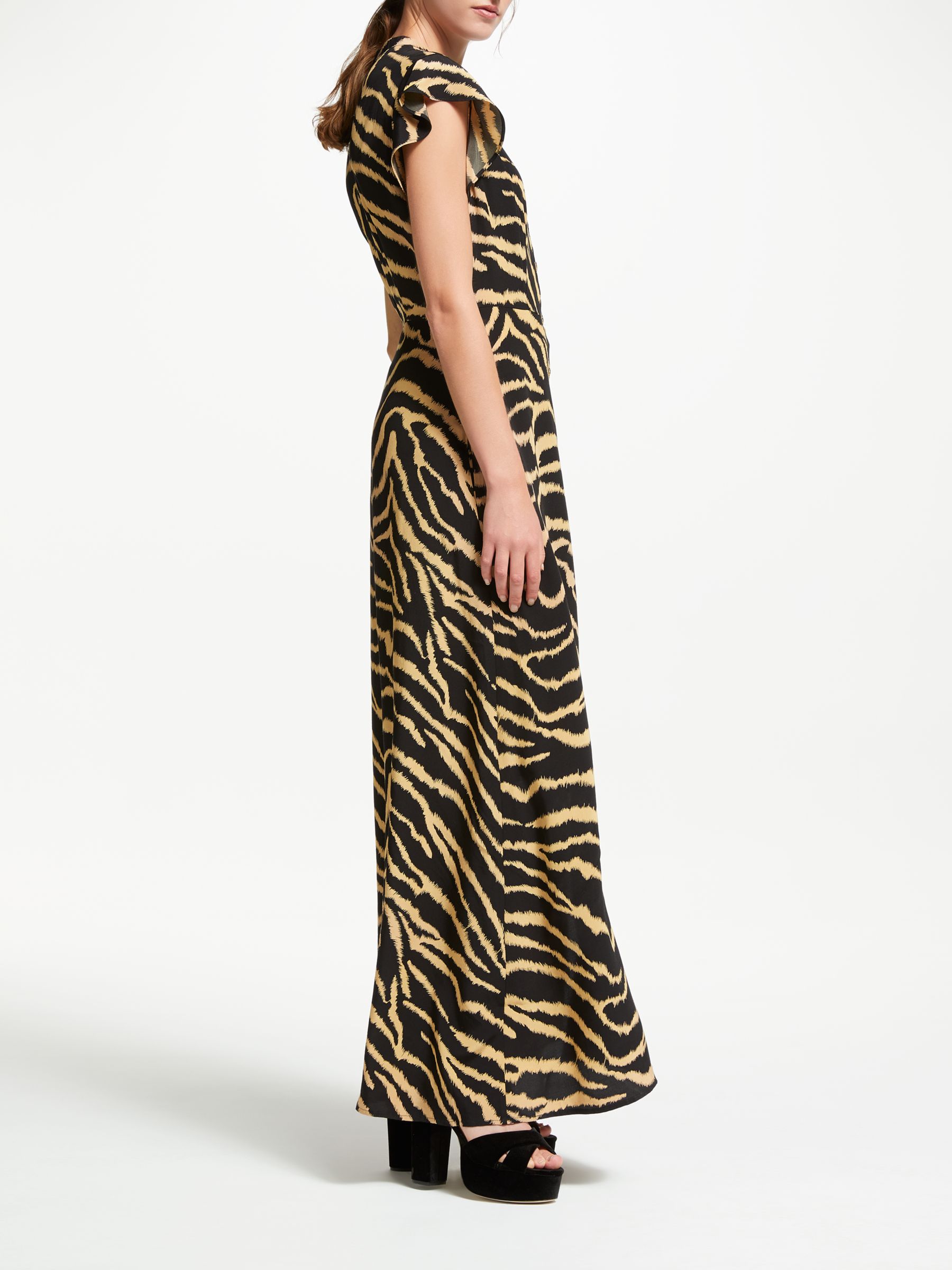 Somerset by Alice Temperley Zebra Cap Sleeve Maxi Dress, Black/Multi
