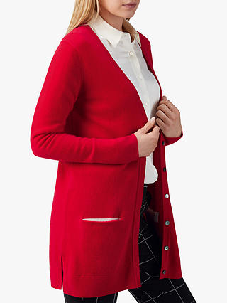 Pure Collection Cashmere Boyfriend Cardigan, Pillarbox Red