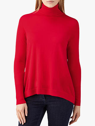 Pure Collection Merino Wool Polo Neck Jumper, Pillarbox Red