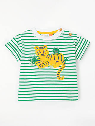 John Lewis & Partners Baby Tiger Stripe T-Shirt, Green