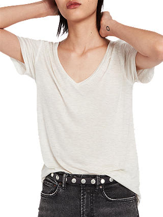 AllSaints Emelyn Shimmer T-Shirt, Chalk Marl