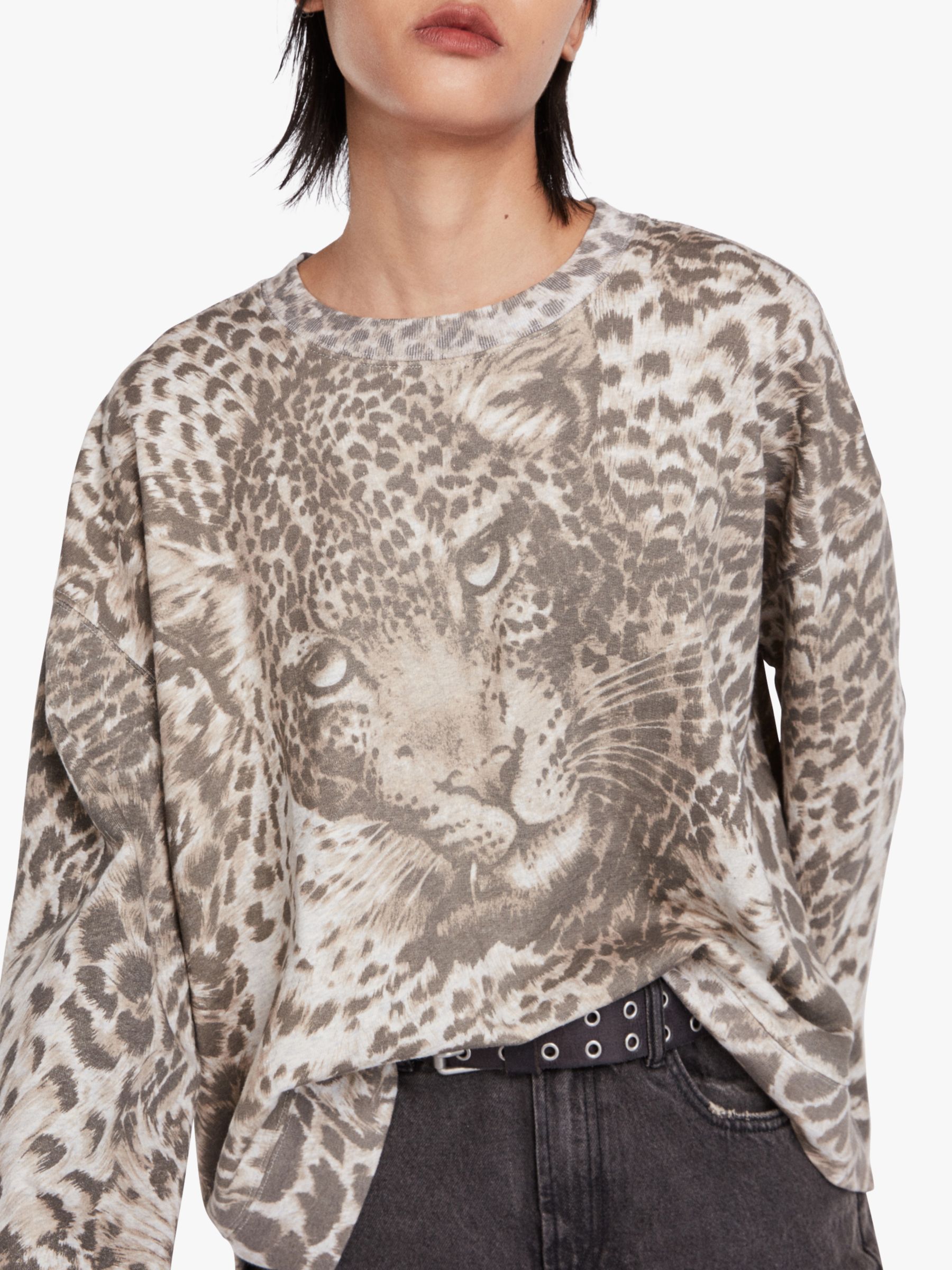 AllSaints Pardos Animal Sweatshirt, Marl Grey
