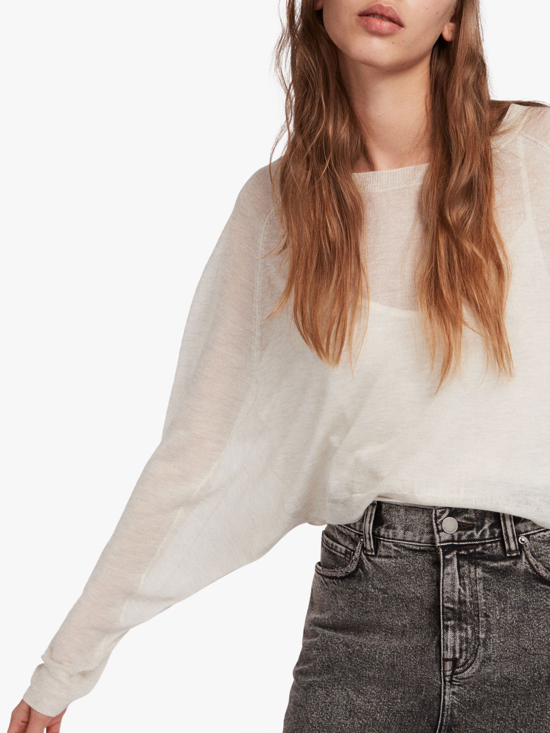 AllSaints Mali Batwing Knit Jumper, Cloud White