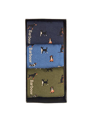 Barbour Dog Boxed Socks, Pack of 3, Multi