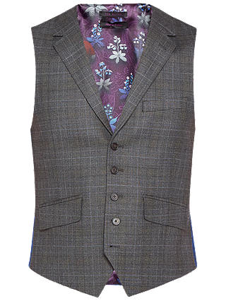 Ted Baker Dover Sterling Check Tailored Waistcoat, Charcoal