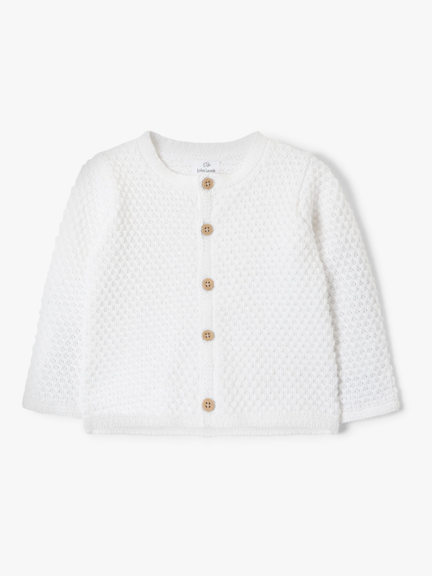 John Lewis & Partners Baby Soft Cardigan, White