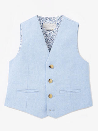 John Lewis & Partners Heirloom Collection Boys' Linen Blend Oxford Waistcoat, Blue