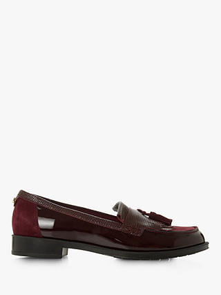 Dune Greatly Tassel Loafers, Burgundy Leather