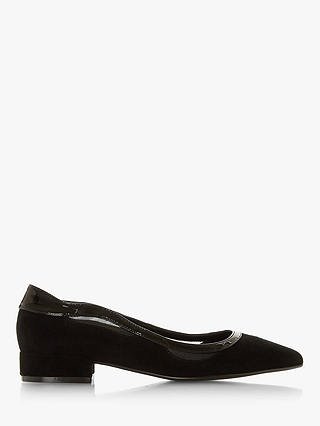 Dune Bradshawe Block Heel Court Shoes, Black Suede