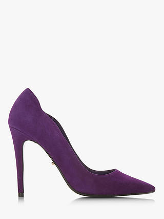 Dune Ashe Cutout Side Heeled Court Shoes, Purple