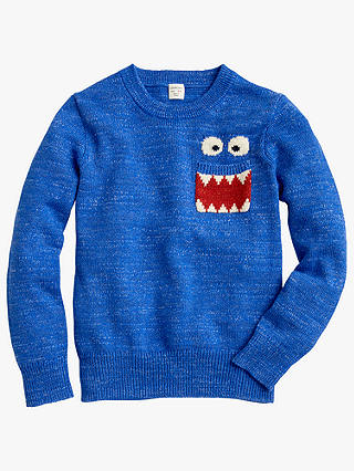 crewcuts by J.Crew Boys' Max The Monster Crew Neck Jumper, Heather Blue