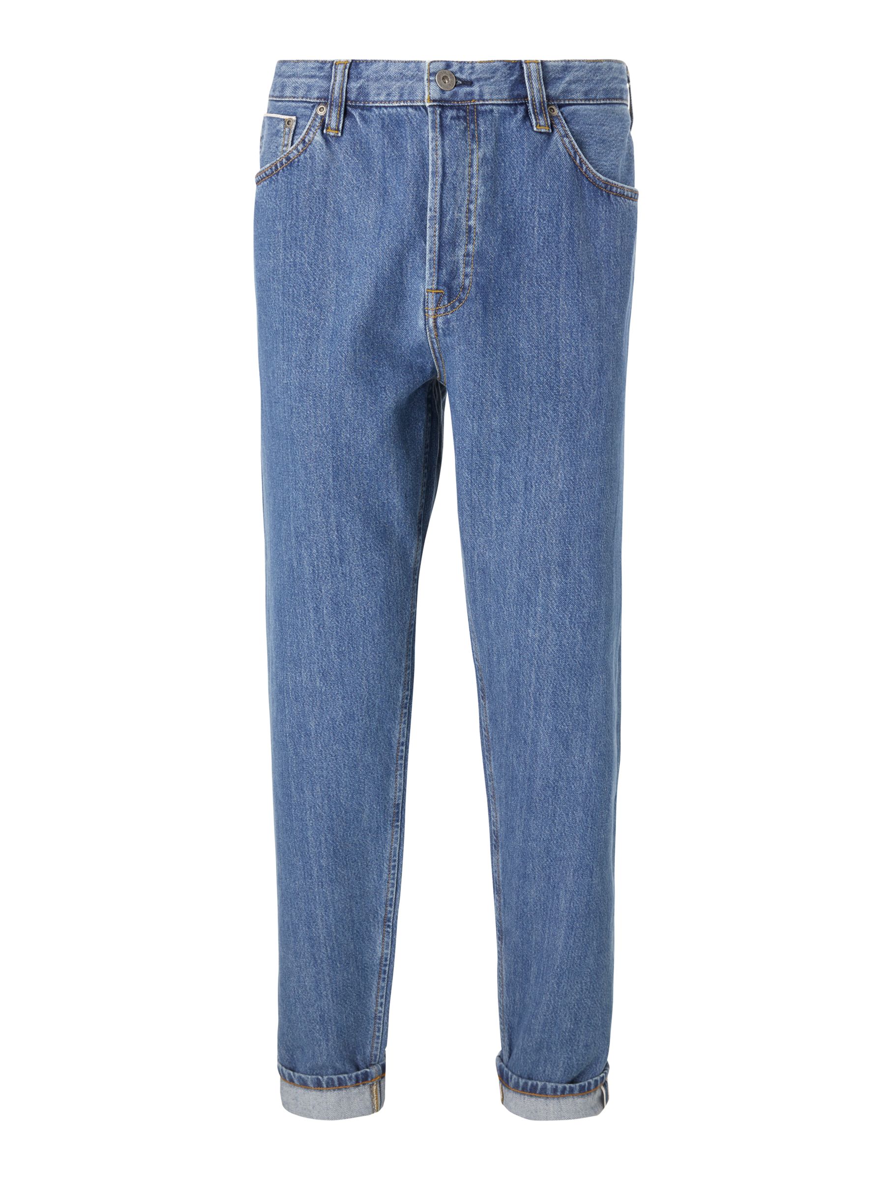 JOHN LEWIS & Co. 13.5oz Selvedge Denim Regular Tapered Fit Jeans, Mid Wash