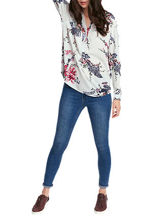 Joules Rosamund Woven Printed Blouse, Silver Floral