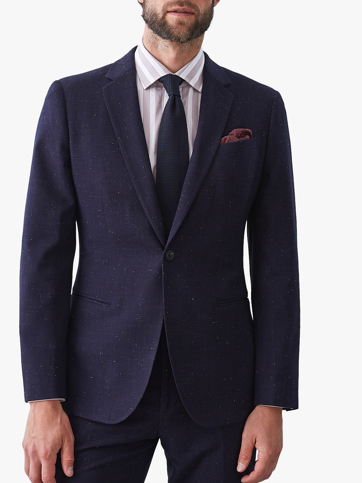 Reiss Fountain Nep Texture Slim Fit Suit Jacket, Navy at John Lewis ...
