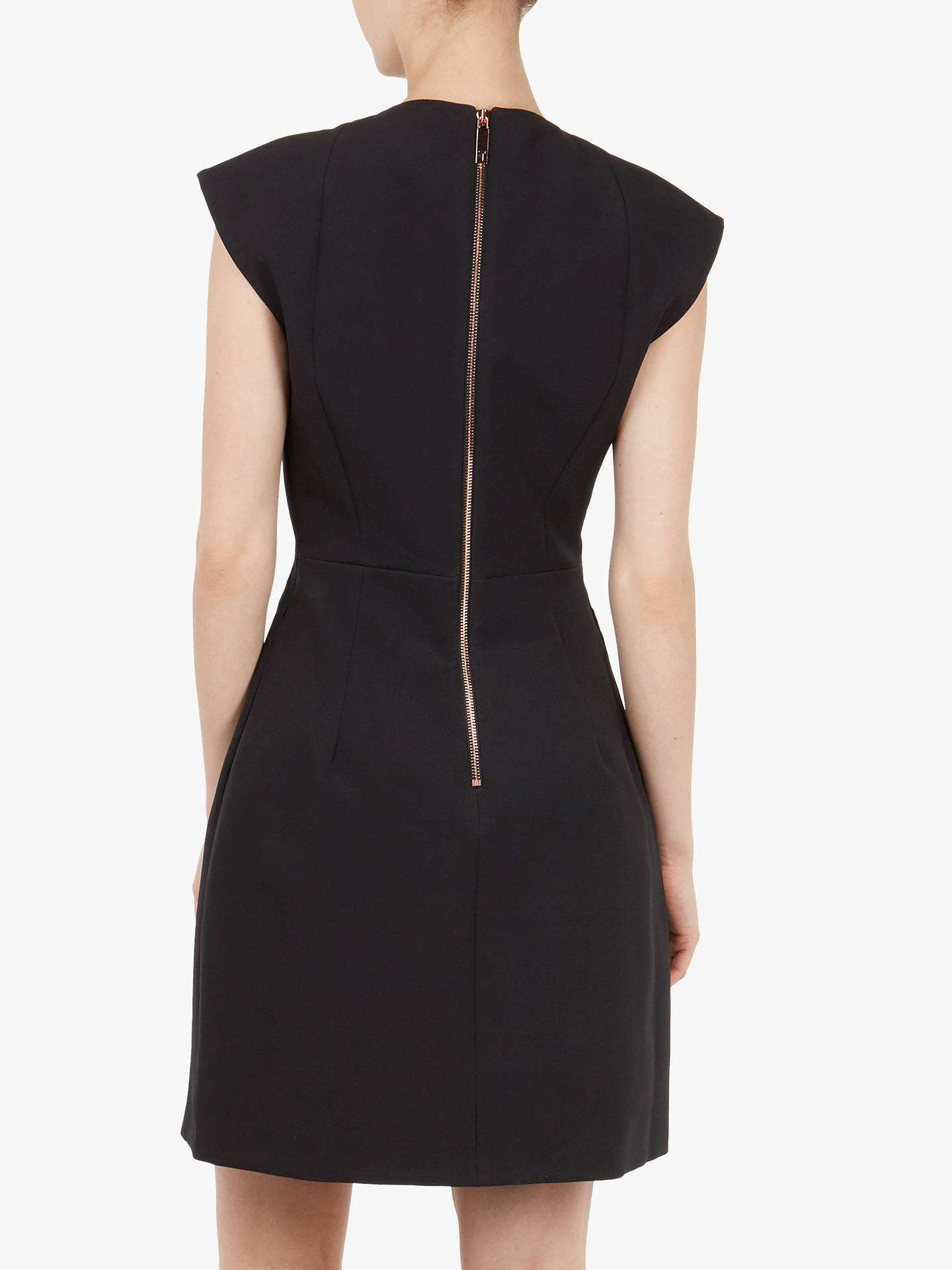 Ted Baker Cap Sleeved Structured Bow Dress, Black at John Lewis & Partners