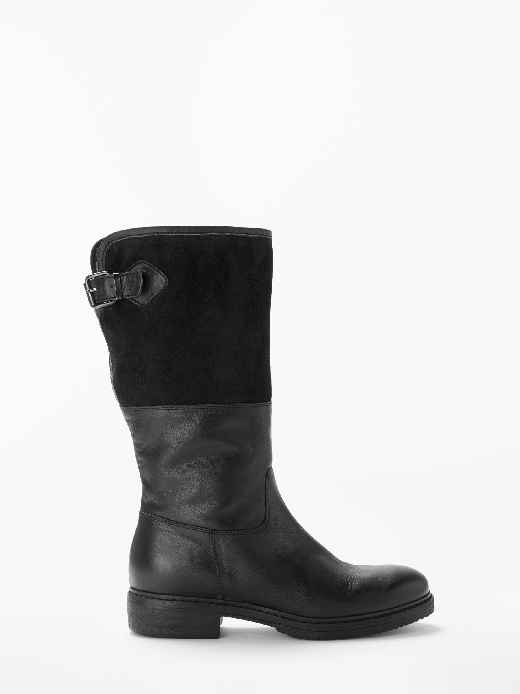 John Lewis & Partners Sophia Faux Fur Lined Boots, Black Leather