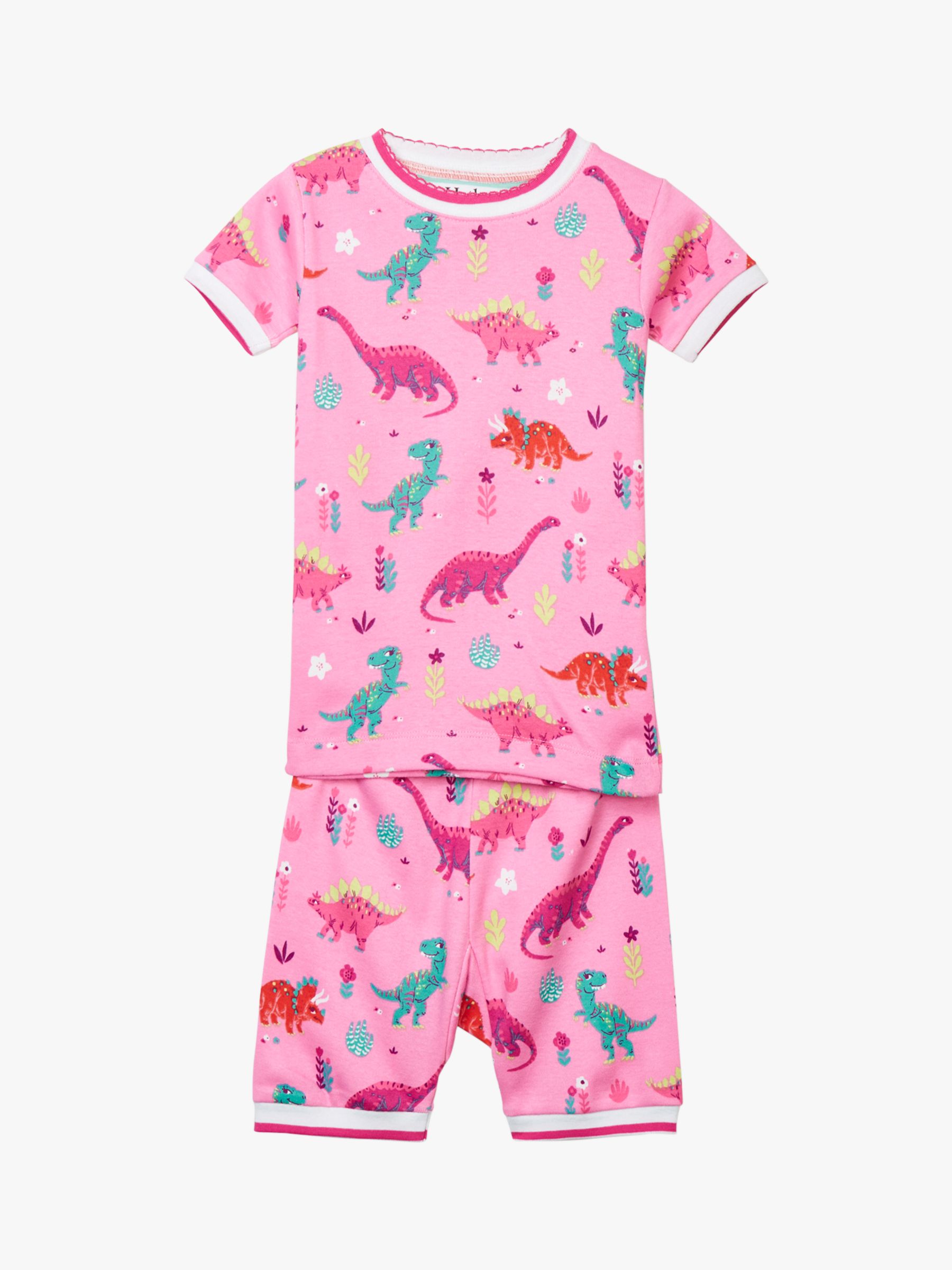Hatley Girls' Dinosaur Organic Cotton Short Pyjamas, Pink at John Lewis ...