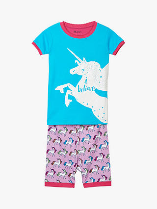 Hatley Girls' Rainbow Unicorns Organic Cotton Short Pyjamas, Multi