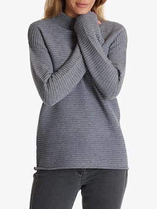 Betty Barclay Ribbed High-Neck Jumper, Middle Grey Melange