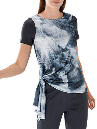 Coast Evie Print Drape Top, Grey/Blue