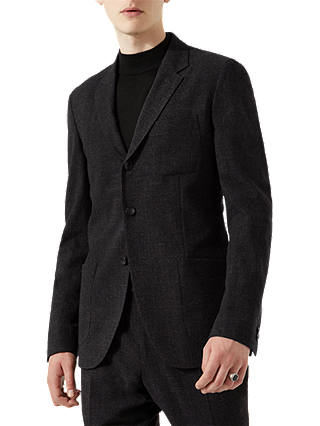 Jigsaw Notch Check Suit Jacket, Charcoal