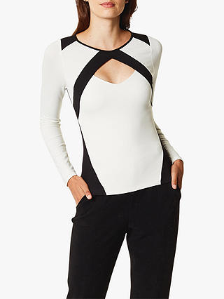 Karen Millen Monochrome Slim Fit Top, Black/White