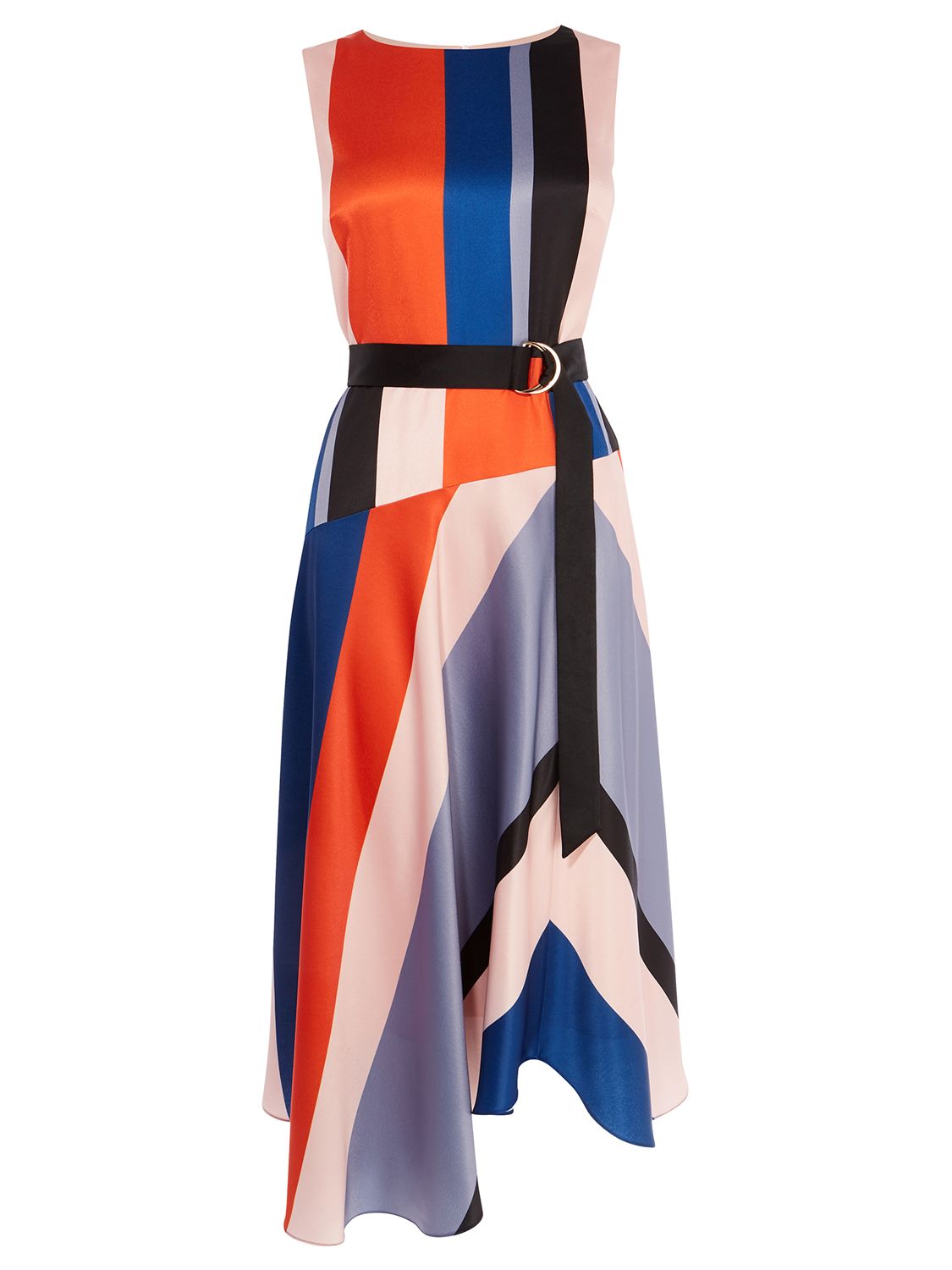 Karen Millen Asymmetric Stripe Flared Maxi Dress, Multi