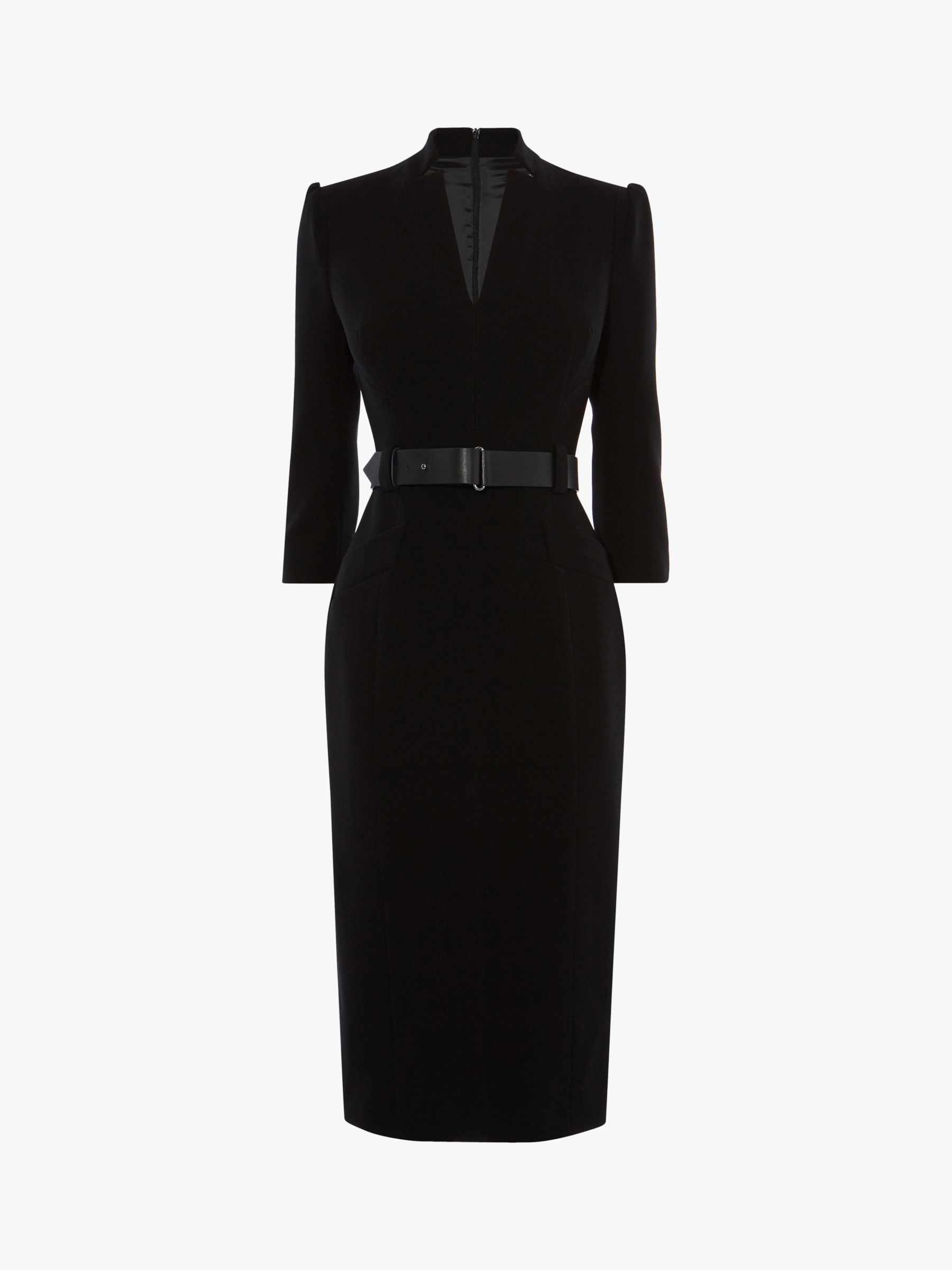 Karen Millen Statement Shoulder Belted Midi Dress, Black