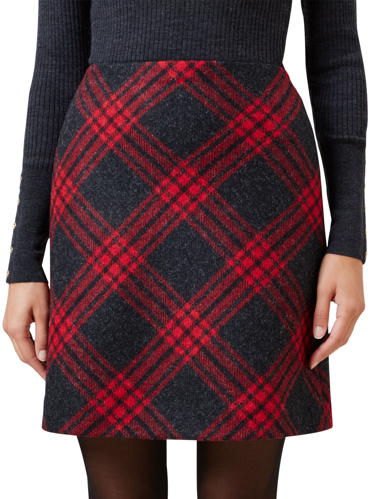 Hobbs Elea Wool Mini Skirt, Red Charcoal at John Lewis & Partners