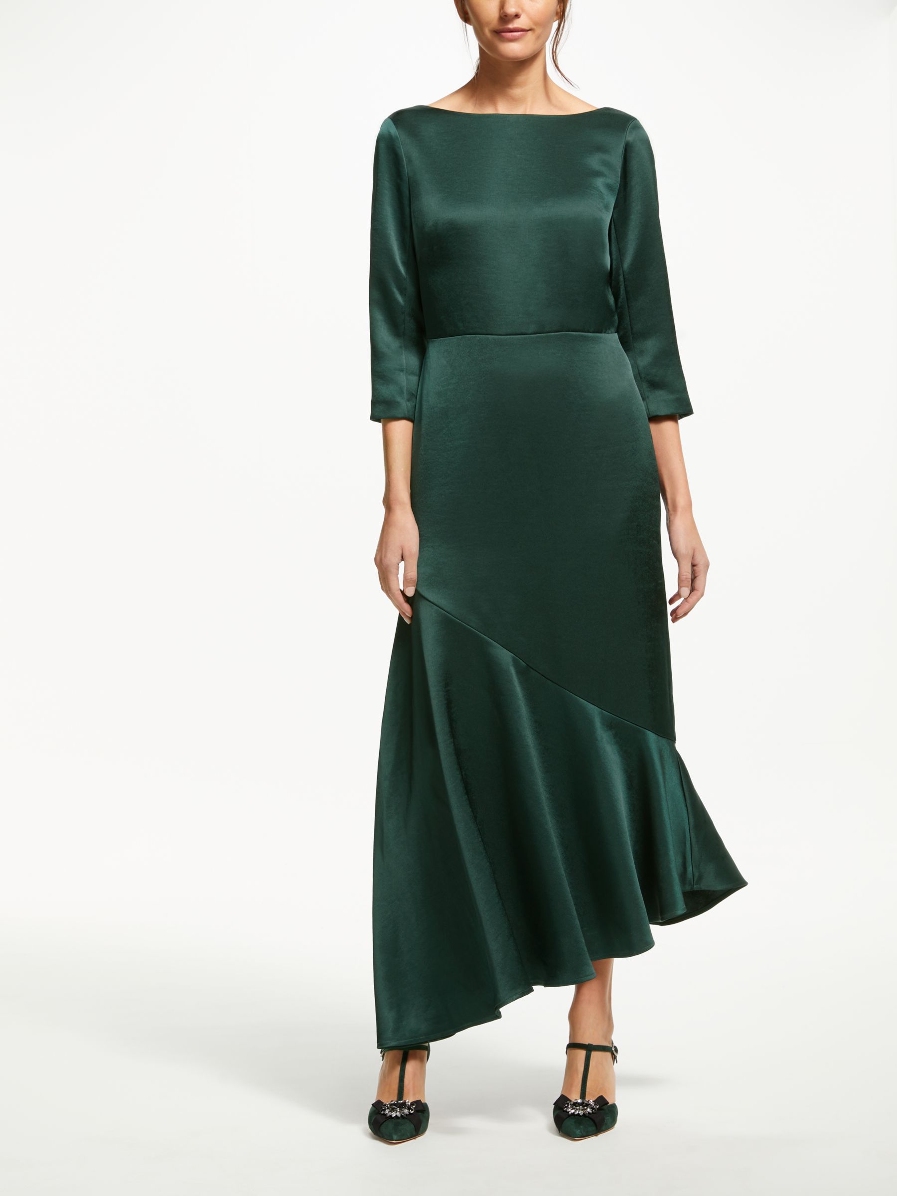 Boden Rebecca Satin Maxi Dress, Chatsworth Green at John Lewis & Partners