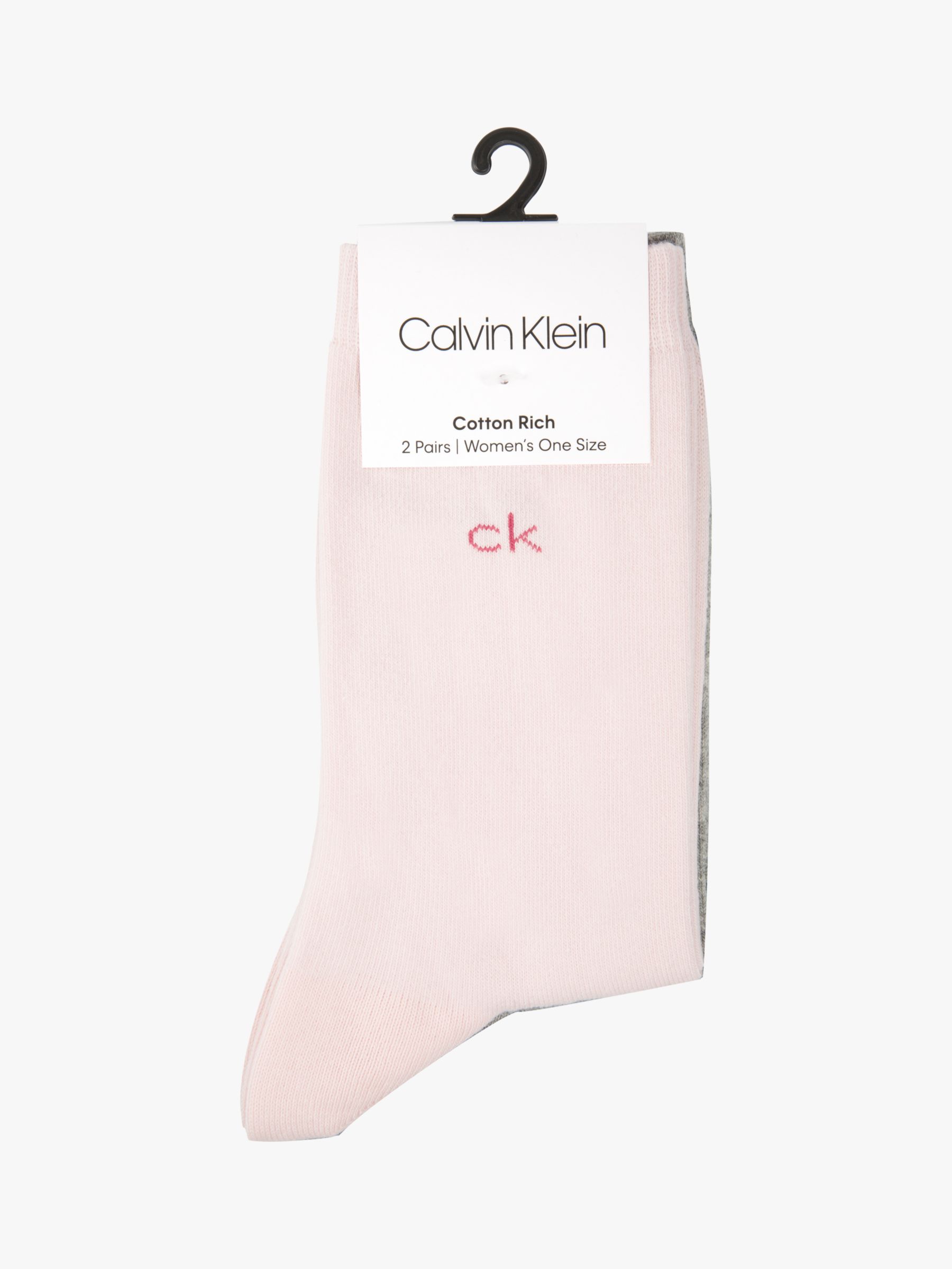 Calvin Klein Roll Top Crew Socks, Pack of 3, Pink/Grey