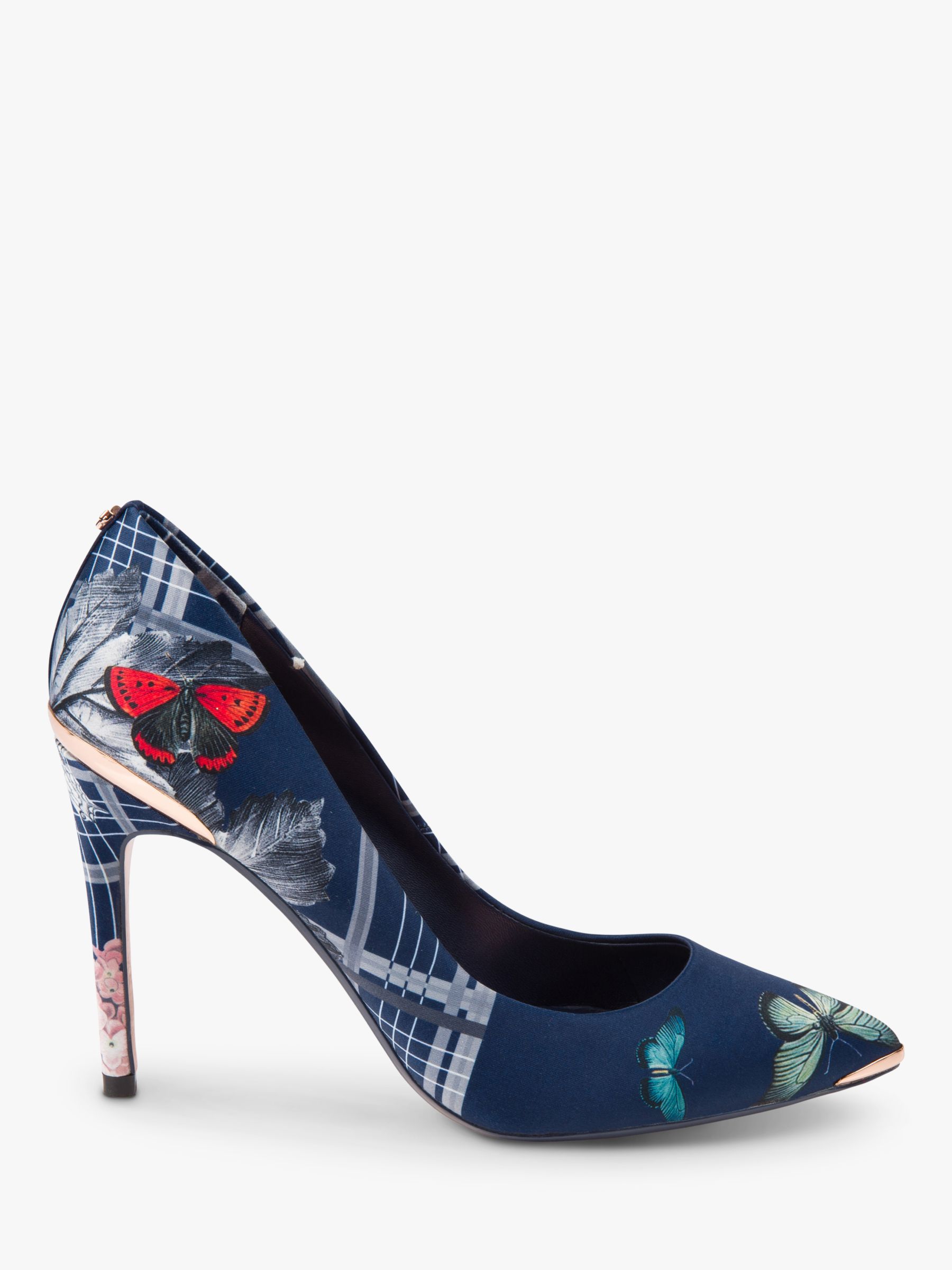 Ted Baker Kawaap Textile Heeled Court Shoes, Blue Multi