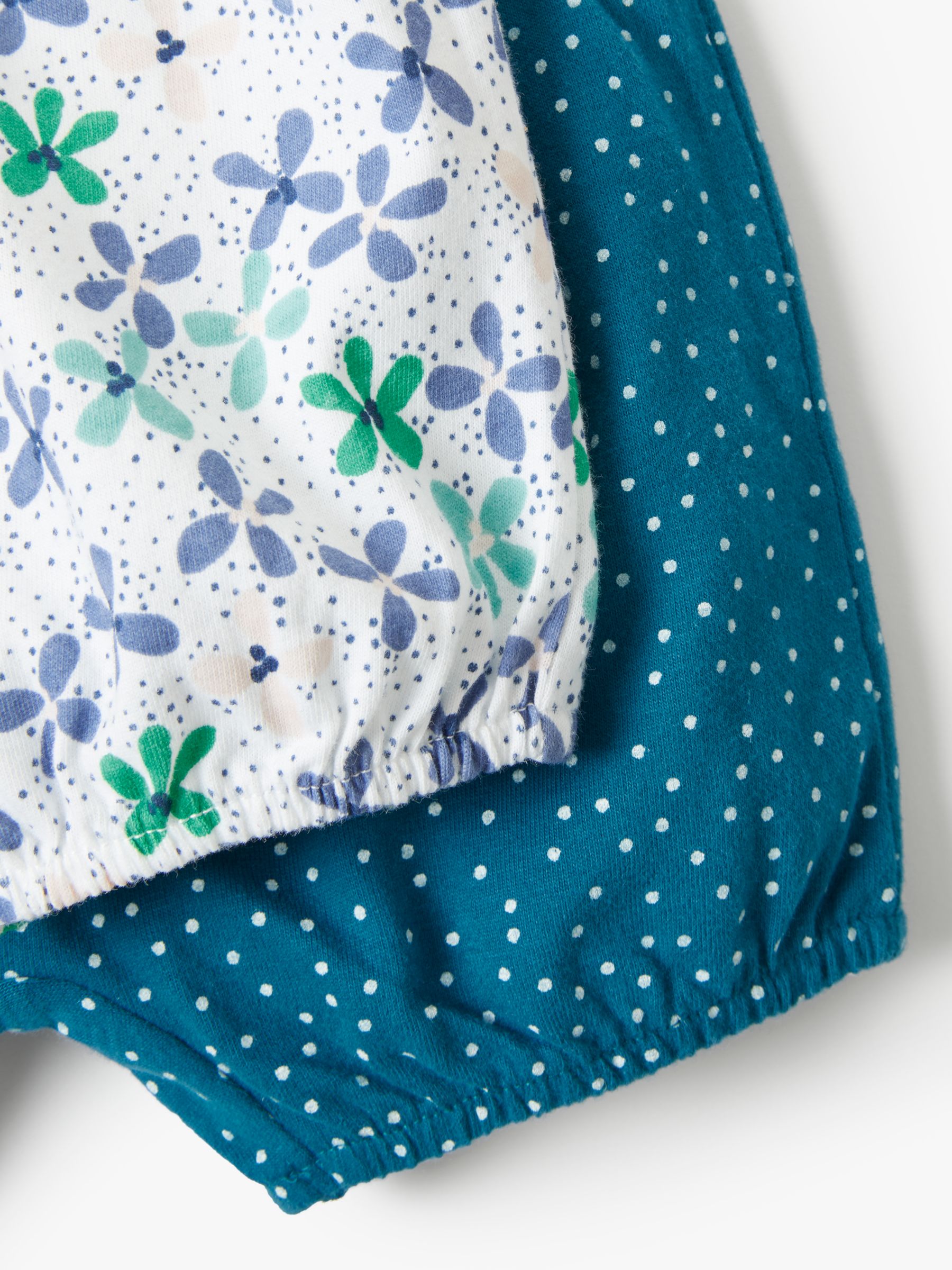 John Lewis & Partners Baby GOTS Organic Cotton Floral Polka Dot Shorts ...