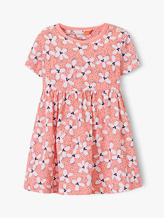 John Lewis & Partners Baby GOTS Organic Cotton Floral Jersey Dress, Pink