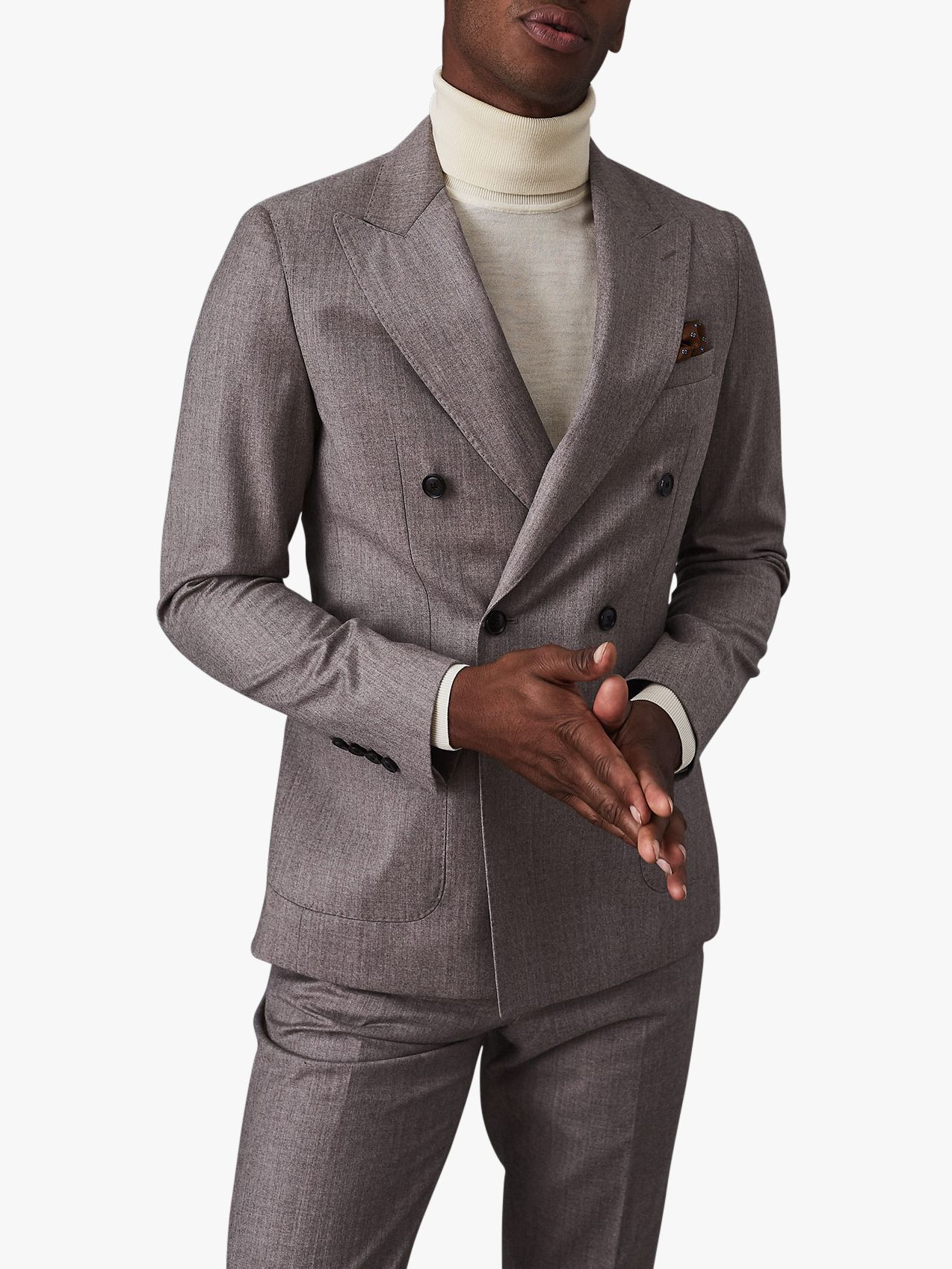 Reiss Welder Double Breasted Wool Slim Fit Suit Jacket, Taupe
