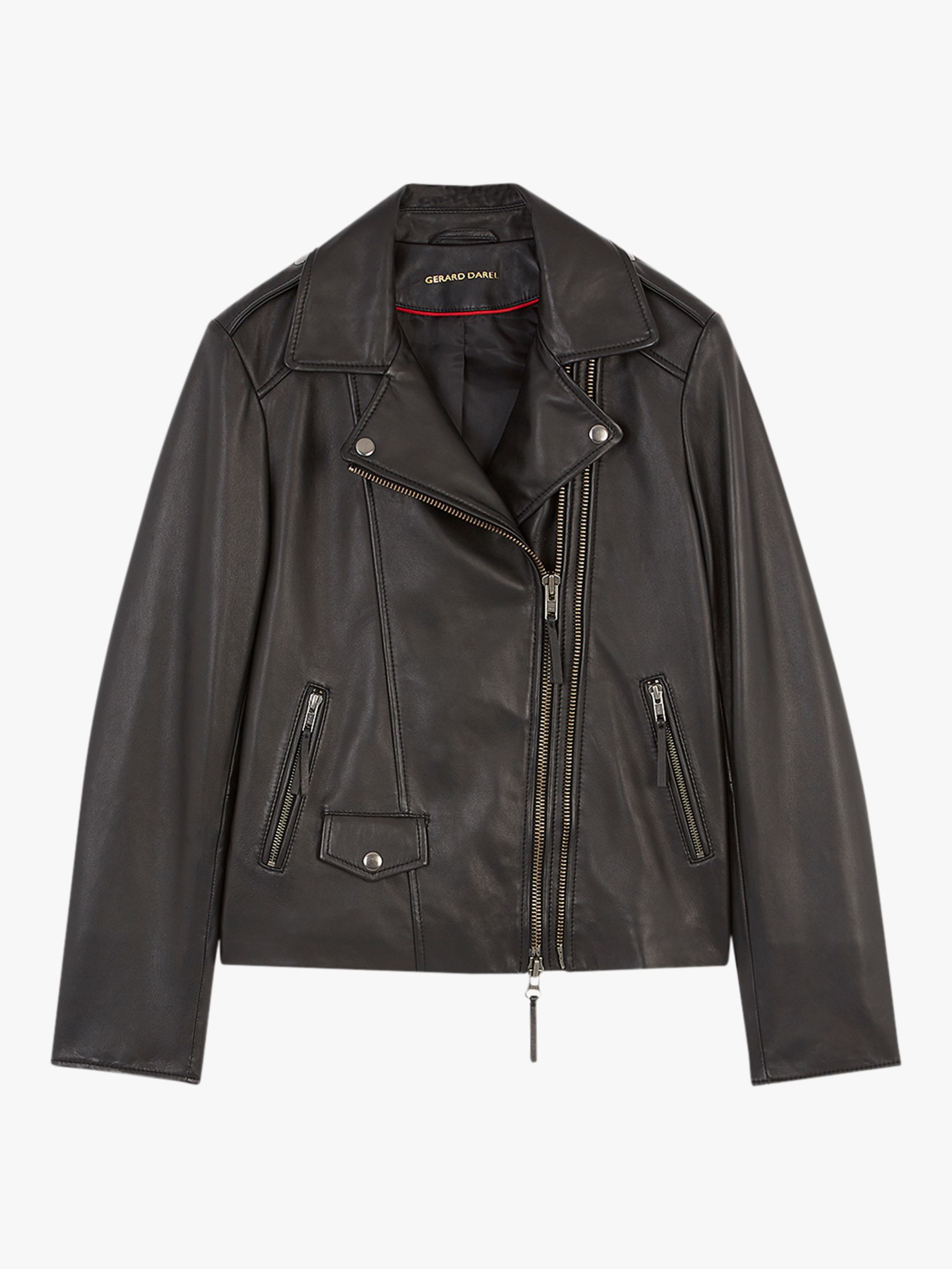 Gerard Darel Susan Leather Jacket, Mid Brown at John Lewis & Partners