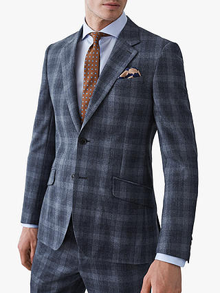 Reiss Bondi Wool Check Slim Fit Suit Jacket, Airforce Blue