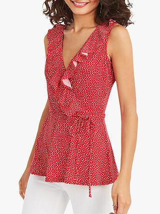 Oasis Spot Frill Top, Red